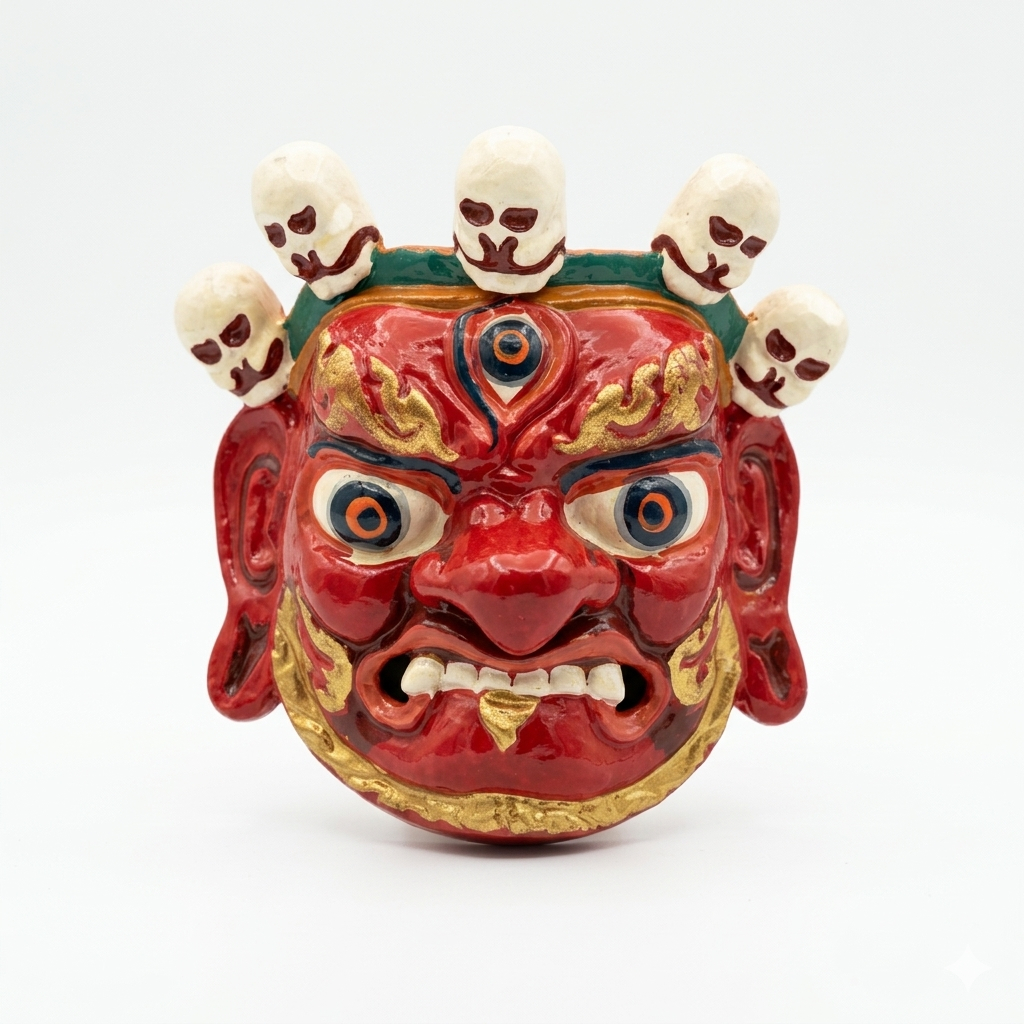 Thumbnail for Bhutanese Mask (Gatey Bap) Traditional Handcrafted Decorative Mask 2